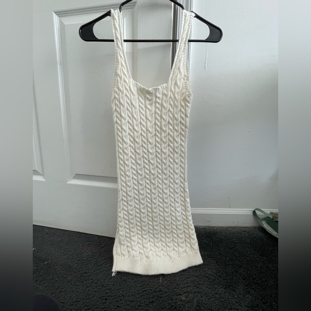 Knit white mini dress